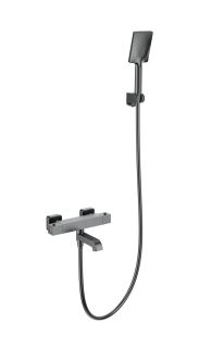 Смеситель для ванны с душем Wonzon & Woghand Stay 3 WW-B2026-A1-BGG с термостатом тёмный графит